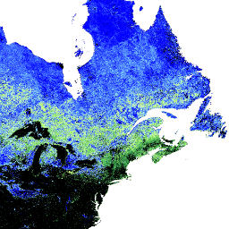 Thumbnail of North America with MODIS snow data shown as color