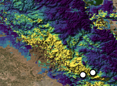 Thumbnail showing color and topography across a mountain in CA